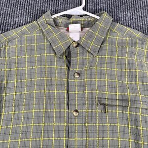 The North Face Shirt Mens Large Green Check Short Sleeve Button Up Hiking